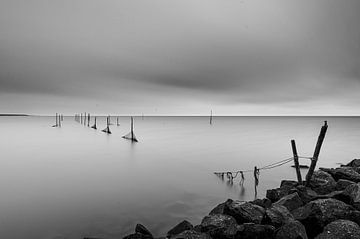 Houtribdijk Zwart Wit Rust. van Danny Leij