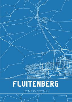 Blaupause | Karte | Fluitenberg (Drenthe) von Rezona