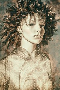 Jeune femme avec une boucle d'oreille en argent