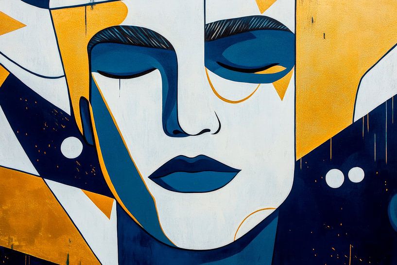 Visage du silence - Rêves bleus Rêverie dorée - Ku par Poster Art Shop