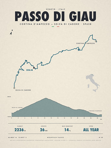 Bergpaskaart Passo di Giau, Italië