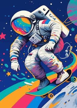 Astronaut skateboarden in de ruimte 3 van MIROKU