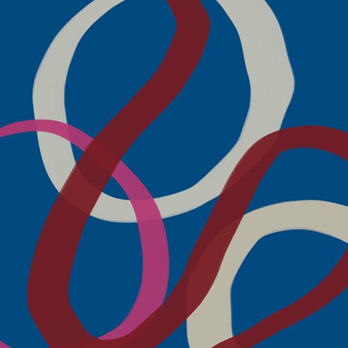 Kleurrijke en speelse moderne abstracte lijnen in blauw, rood, roze