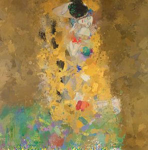 Der Kuss, nach dem Werk von Gustav Klimt, Jugendstil in Abstraktion von MadameRuiz