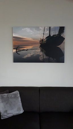 Skutsje lying dry at sunset