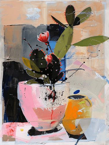 Colourful still life with cactus