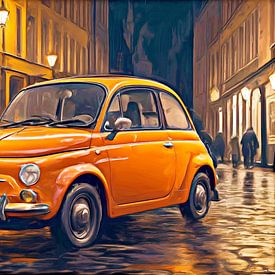 Fiat 500 in orange by DeVerviers