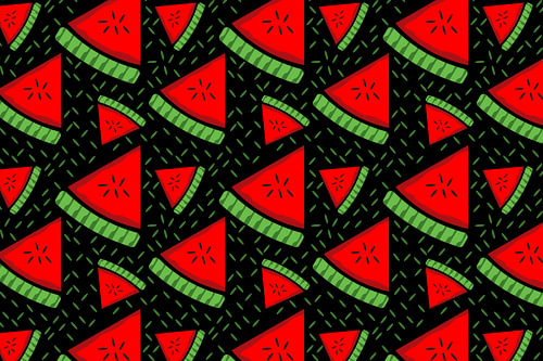 Motif fruité tropical aux couleurs vives représentant des pastèques