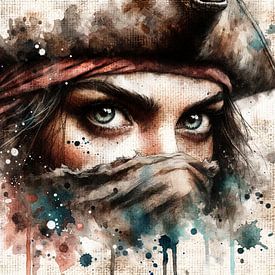 Femme pirate aquarelle #1 sur Chromatic Fusion Studio