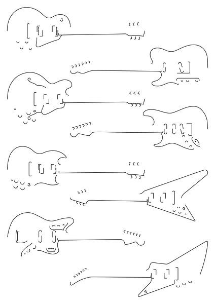 Silhouetten van gitaren van Drawn by Johan