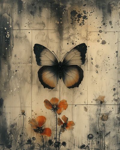 Papillon en style wabi-sabi
