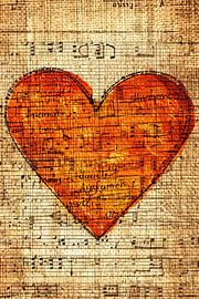 Abstract Heart of Music on Old Score by Imperial Art House