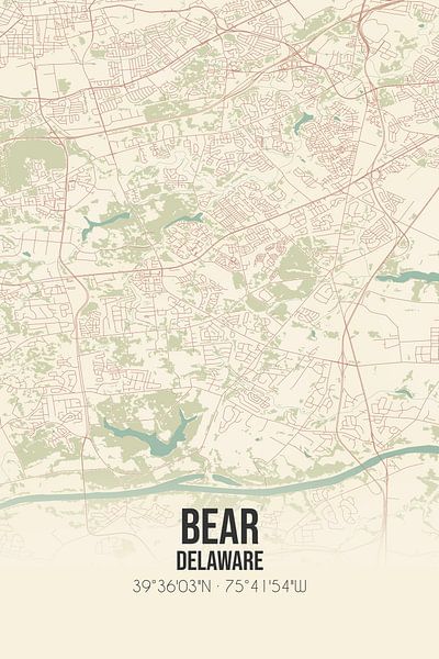 Carte ancienne de Bear (Delaware), États-Unis. par Affiches de lieux