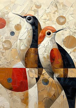 Vogels Kunst Schilderij | Vrolijk van Abstract Schilderij