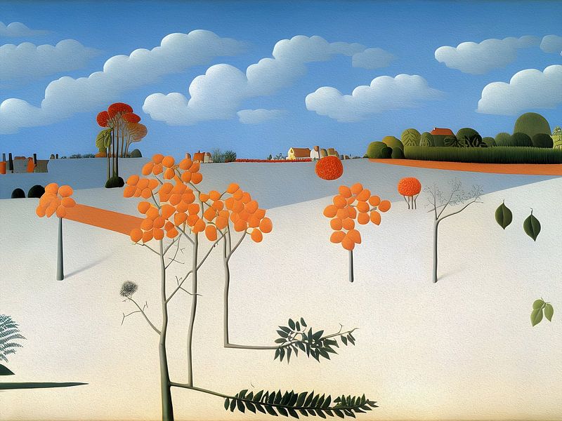 Dutch landscape with orange trees by Artclaud