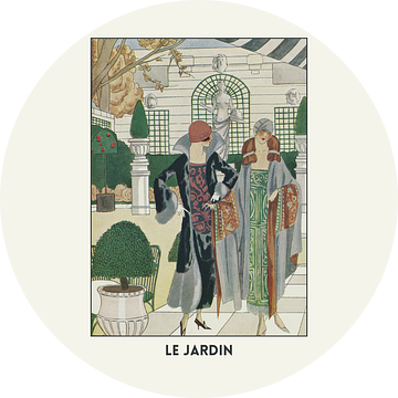 Le jardin - Art Deco 1920s mode prent, natuur, park, wandelen, beelden van NOONY