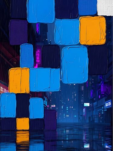 Neon regenblokken: Urban Palette Reflectie
