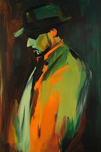 Shadowy figure in Hopper style
