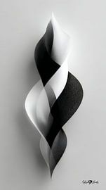 Monochrome Flow - Art abstrait en noir et blanc en mouvement sur Gelissen Artworks