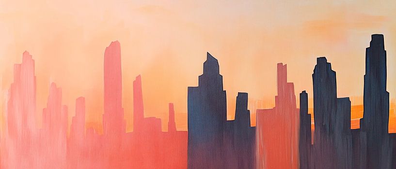 City silhouette at sunset by Poster Art Shop