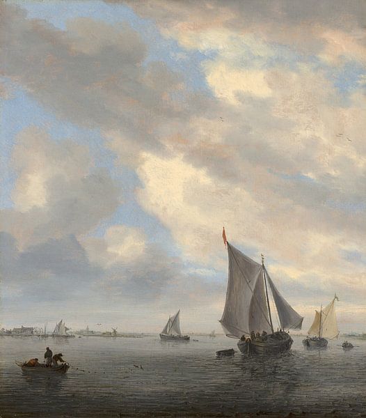 Seestück mit Segelschiffen, Salomon van Ruysdael von Meisterhafte Meister