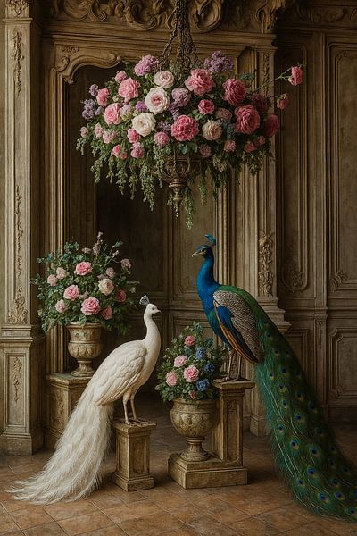 Pfau im Blumengarten - bunt und anmutig von Kleurenrijk