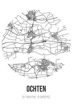 Ochten (Gelderland) | Karte | Schwarz und weiß von Rezona