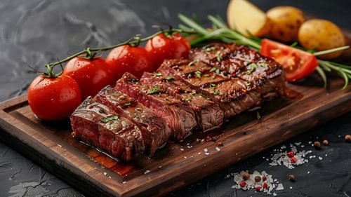 Fillet steak with salad