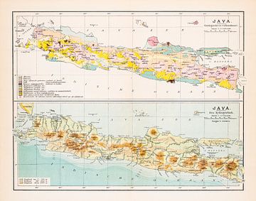 Alte Karte von Java (Geologisch und hydrographisch) von Studio Wunderkammer