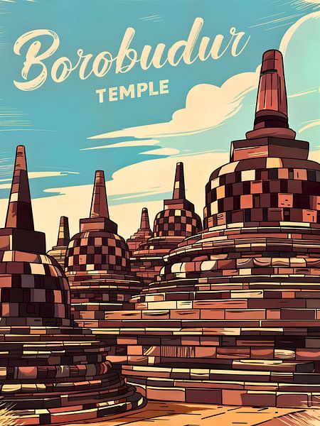 Bezaubernder Kunstdruck des Borobudur-Tempels von Robert Swaine