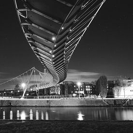 College Bridge aka Snake Bridge at Buda Beach Kortrijk | Night Photography | Black and White by Daan Duvillier | Dsquared Photography