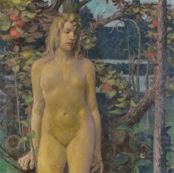 Standing female nude in the garden, ERICH ERLER, around 1900 by Atelier Liesjes