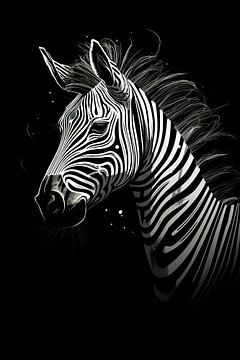 Schilderij Zebra Zwart-Wit van Kunst Kriebels