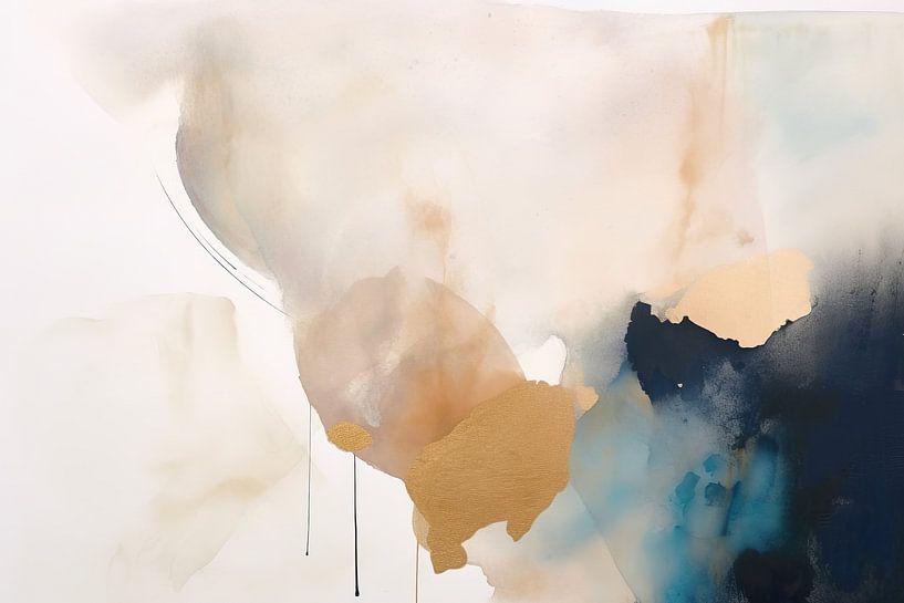 Modern abstract in blue and gold by Studio Allee
