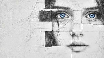 Gefragmenteerd portret van een huilende vrouw van Frank Heinz