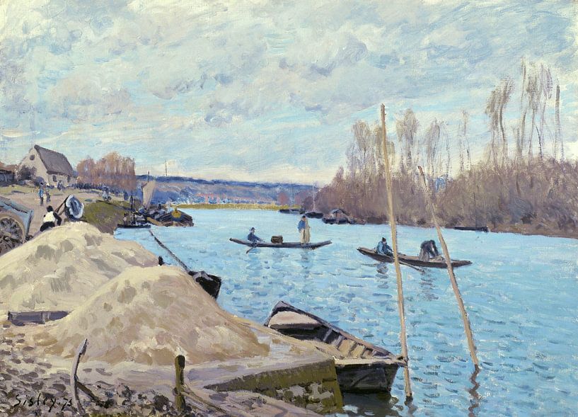 Alfred Sisley,The Seine at Port-Marly, piles of sand by finemasterpiece