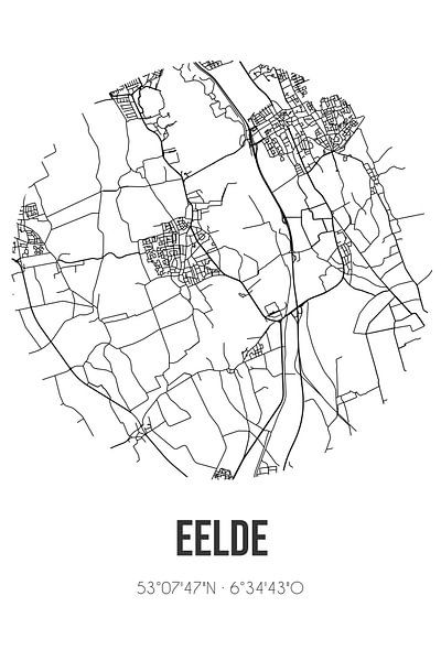 Eelde (Drenthe) | Landkaart | Zwart-wit van Stad & Wand