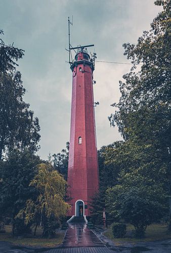 Vuurtoren van Hela - Aan de kust van het schiereiland Hel in de zomer vlak voor een onweersbui