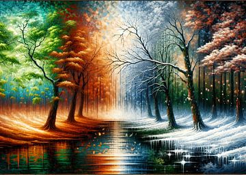 Die vier Jahreszeiten: Winter, Sommer, Frühling und Herbst, Konzept von Eye on You