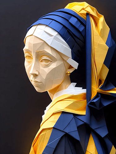 Geïnspireerd portret van het meisje met de parel Johannes Vermeer