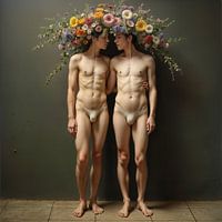 Hommes avec bouquet