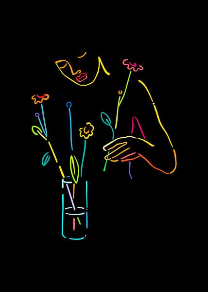 girl and flower by XIAO AHKI