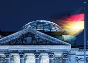 Rijksdaggebouw in Berlijn met Duitse vlag van Frank Herrmann thumbnail