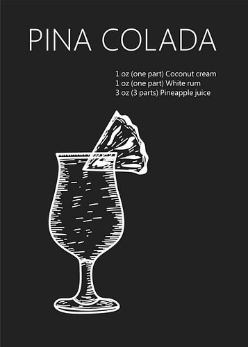 schets van een piña colada-cocktail