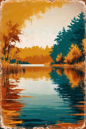 Lac d'automne aux reflets colorés