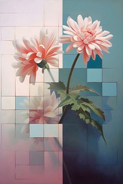 Roze bloemen in pixels van But First Framing