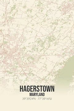 Carte ancienne de Hagerstown (Maryland), USA. sur Rezona