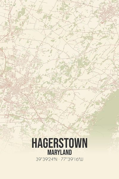 Vintage map of Hagerstown (Maryland), USA. by Prints of Place