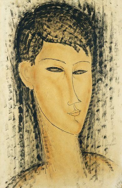 Amedeo Modigliani,Head of a young woman by finemasterpiece