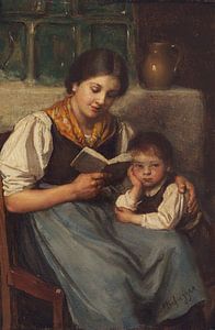Beim Vorlesen, FRANZ VON DEFREGGER, Um 1900 von Atelier Liesjes